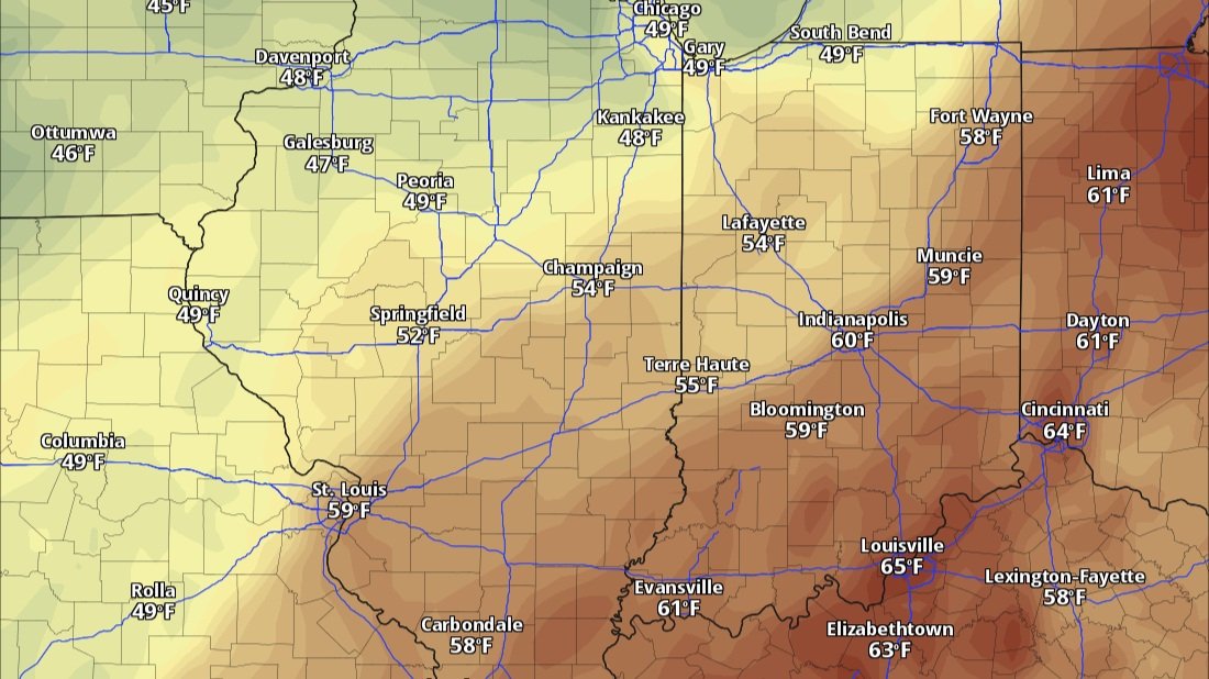 Normal temperatures and rain this week.